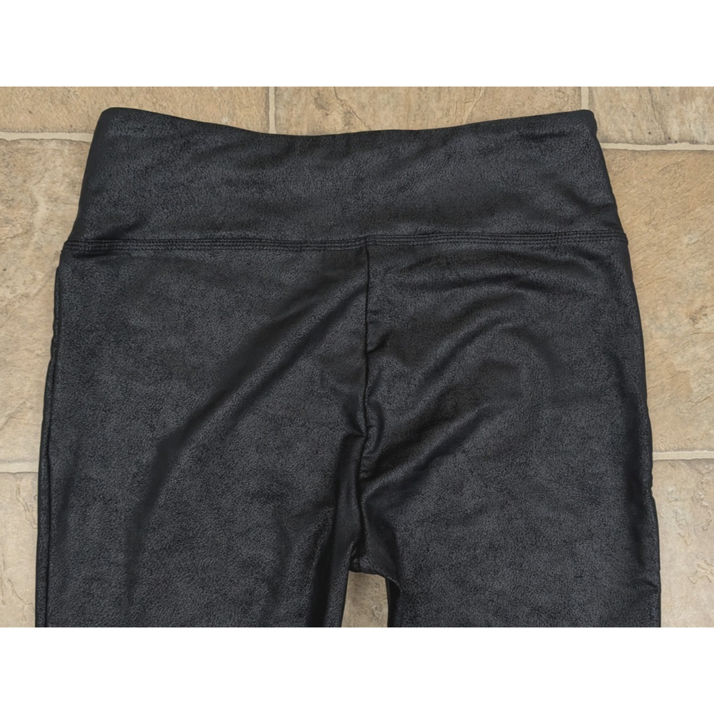 ALL WORTHY sz M Faux Leather Leggings pull on stretchy mid rise 1891 - Picture 6 of 8
